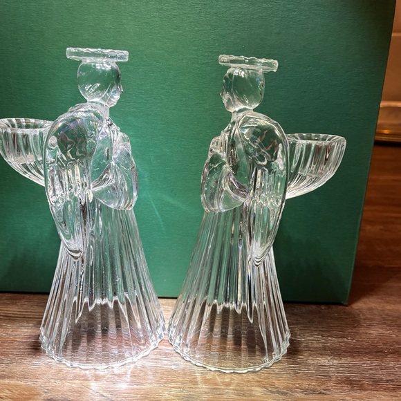 Set Of 2 -24% Lead CRYSTAL ANGEL CANDLE HOLDERS. The American Crystal Collection - Picture 8 of 11